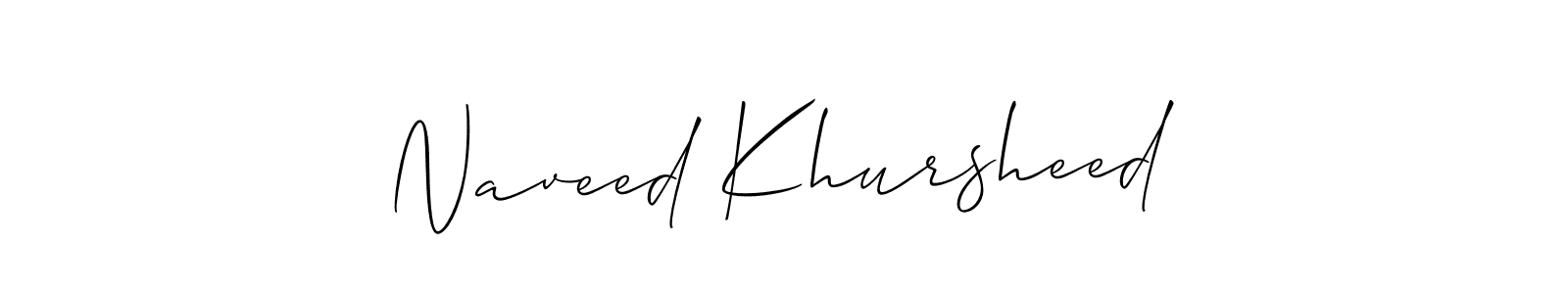 if you are searching for the best signature style for your name Naveed Khursheed. so please give up your signature search. here we have designed multiple signature styles  using Allison_Script. Naveed Khursheed signature style 2 images and pictures png