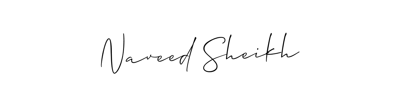 Make a beautiful signature design for name Naveed Sheikh. With this signature (Allison_Script) style, you can create a handwritten signature for free. Naveed Sheikh signature style 2 images and pictures png