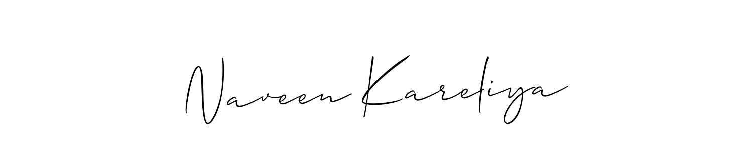 Make a beautiful signature design for name Naveen Kareliya. With this signature (Allison_Script) style, you can create a handwritten signature for free. Naveen Kareliya signature style 2 images and pictures png