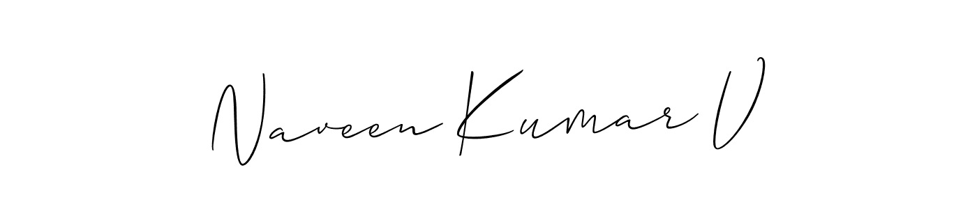 Use a signature maker to create a handwritten signature online. With this signature software, you can design (Allison_Script) your own signature for name Naveen Kumar V. Naveen Kumar V signature style 2 images and pictures png