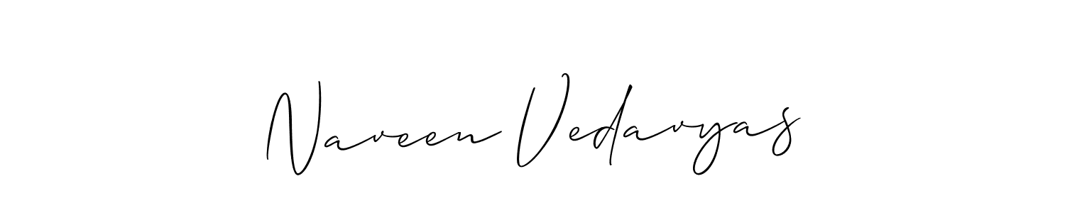 Allison_Script is a professional signature style that is perfect for those who want to add a touch of class to their signature. It is also a great choice for those who want to make their signature more unique. Get Naveen Vedavyas name to fancy signature for free. Naveen Vedavyas signature style 2 images and pictures png