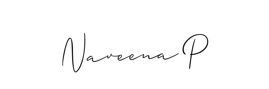 Use a signature maker to create a handwritten signature online. With this signature software, you can design (Allison_Script) your own signature for name Naveena P. Naveena P signature style 2 images and pictures png