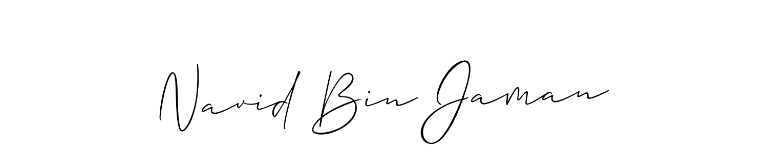 Allison_Script is a professional signature style that is perfect for those who want to add a touch of class to their signature. It is also a great choice for those who want to make their signature more unique. Get Navid Bin Jaman name to fancy signature for free. Navid Bin Jaman signature style 2 images and pictures png