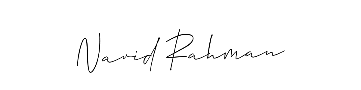 It looks lik you need a new signature style for name Navid Rahman. Design unique handwritten (Allison_Script) signature with our free signature maker in just a few clicks. Navid Rahman signature style 2 images and pictures png