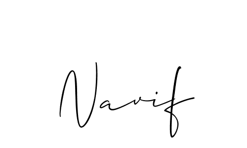 Design your own signature with our free online signature maker. With this signature software, you can create a handwritten (Allison_Script) signature for name Navif. Navif signature style 2 images and pictures png