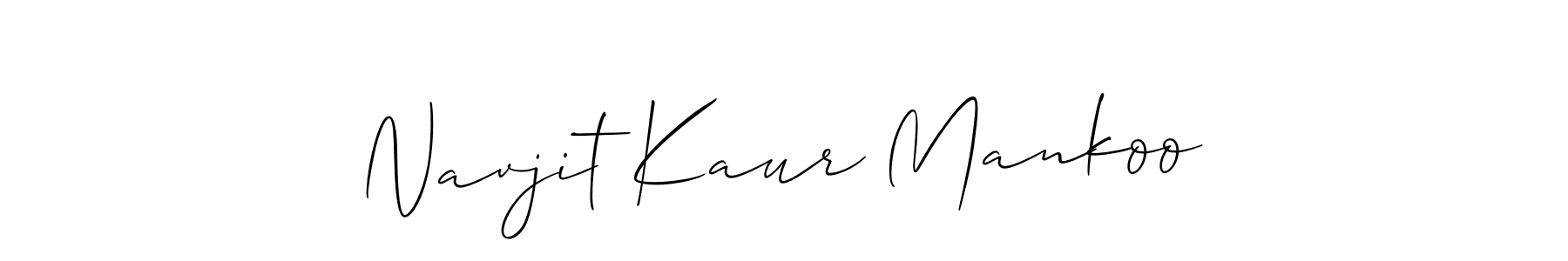 Create a beautiful signature design for name Navjit Kaur Mankoo. With this signature (Allison_Script) fonts, you can make a handwritten signature for free. Navjit Kaur Mankoo signature style 2 images and pictures png