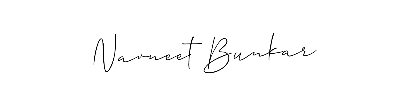 The best way (Allison_Script) to make a short signature is to pick only two or three words in your name. The name Navneet Bunkar include a total of six letters. For converting this name. Navneet Bunkar signature style 2 images and pictures png