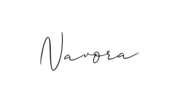 Use a signature maker to create a handwritten signature online. With this signature software, you can design (Allison_Script) your own signature for name Navora. Navora signature style 2 images and pictures png