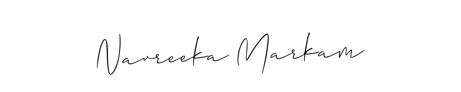 Make a beautiful signature design for name Navreeka Markam. With this signature (Allison_Script) style, you can create a handwritten signature for free. Navreeka Markam signature style 2 images and pictures png