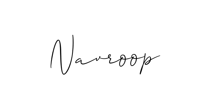 Use a signature maker to create a handwritten signature online. With this signature software, you can design (Allison_Script) your own signature for name Navroop. Navroop signature style 2 images and pictures png