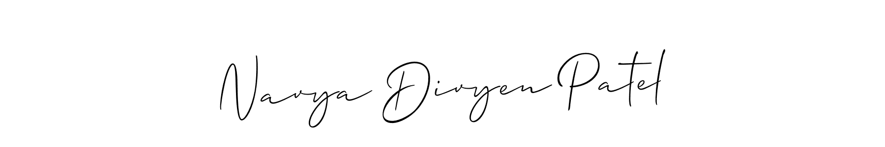 Also You can easily find your signature by using the search form. We will create Navya Divyen Patel name handwritten signature images for you free of cost using Allison_Script sign style. Navya Divyen Patel signature style 2 images and pictures png