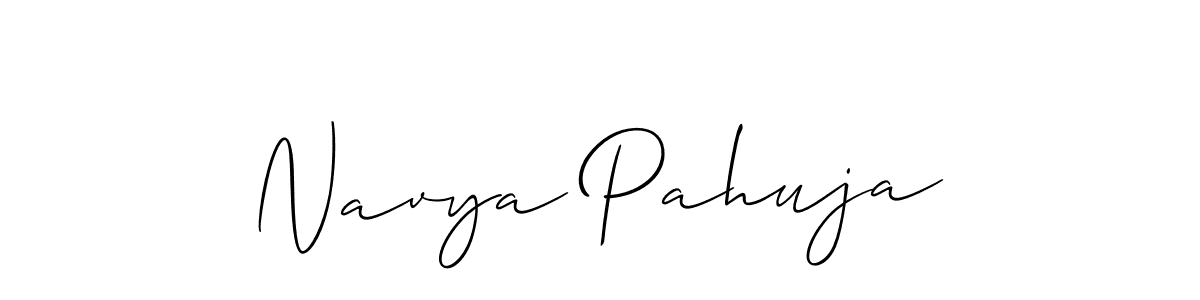 The best way (Allison_Script) to make a short signature is to pick only two or three words in your name. The name Navya Pahuja include a total of six letters. For converting this name. Navya Pahuja signature style 2 images and pictures png