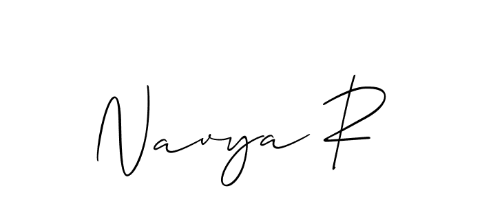 Make a beautiful signature design for name Navya R. With this signature (Allison_Script) style, you can create a handwritten signature for free. Navya R signature style 2 images and pictures png