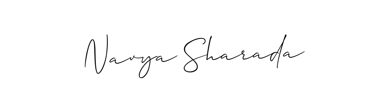 Similarly Allison_Script is the best handwritten signature design. Signature creator online .You can use it as an online autograph creator for name Navya Sharada. Navya Sharada signature style 2 images and pictures png