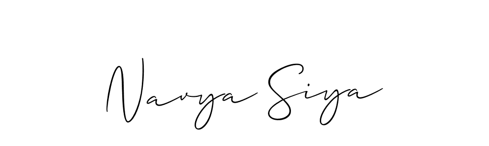 The best way (Allison_Script) to make a short signature is to pick only two or three words in your name. The name Navya Siya include a total of six letters. For converting this name. Navya Siya signature style 2 images and pictures png