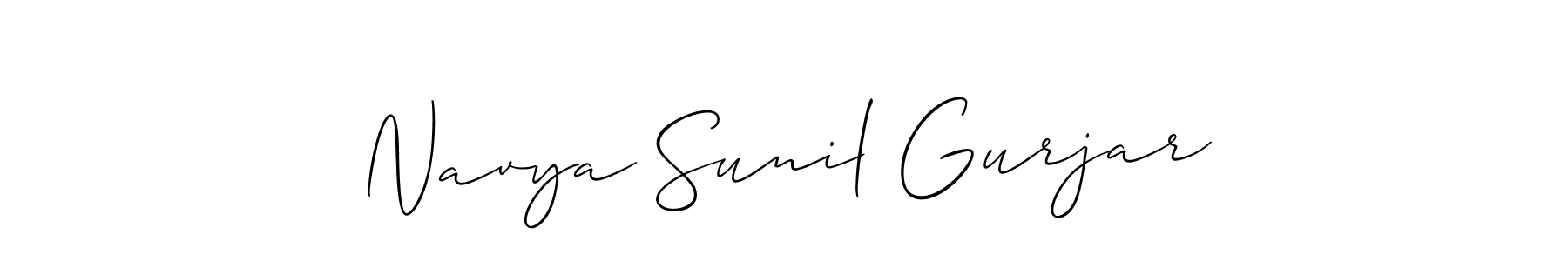 Similarly Allison_Script is the best handwritten signature design. Signature creator online .You can use it as an online autograph creator for name Navya Sunil Gurjar. Navya Sunil Gurjar signature style 2 images and pictures png