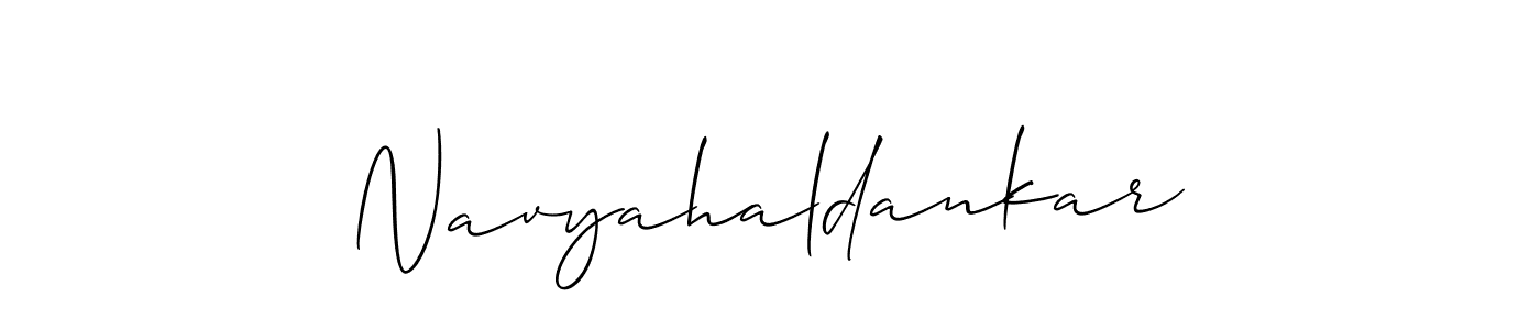 Make a beautiful signature design for name Navyahaldankar. With this signature (Allison_Script) style, you can create a handwritten signature for free. Navyahaldankar signature style 2 images and pictures png