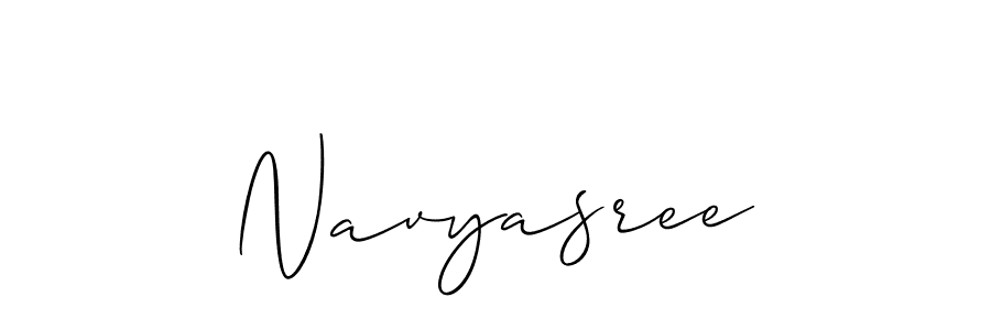 Create a beautiful signature design for name Navyasree. With this signature (Allison_Script) fonts, you can make a handwritten signature for free. Navyasree signature style 2 images and pictures png