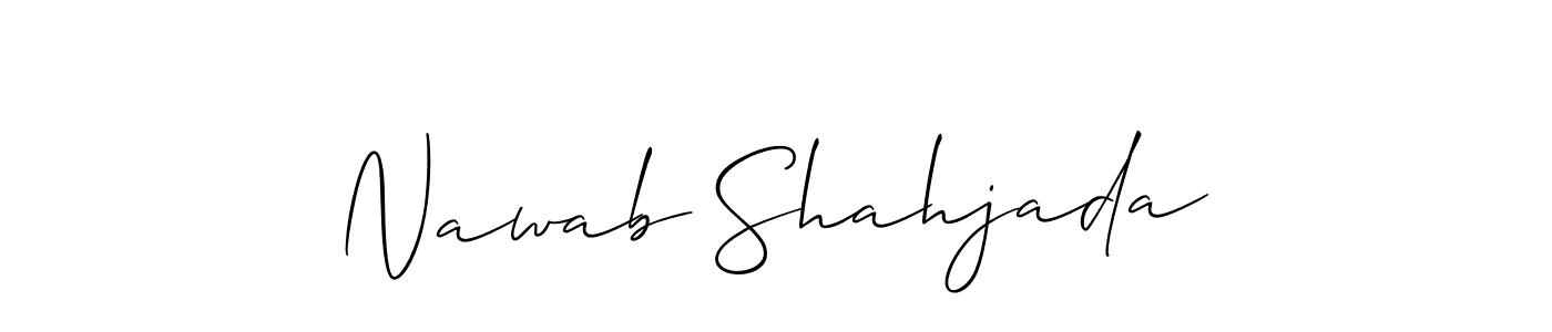 Use a signature maker to create a handwritten signature online. With this signature software, you can design (Allison_Script) your own signature for name Nawab Shahjada. Nawab Shahjada signature style 2 images and pictures png