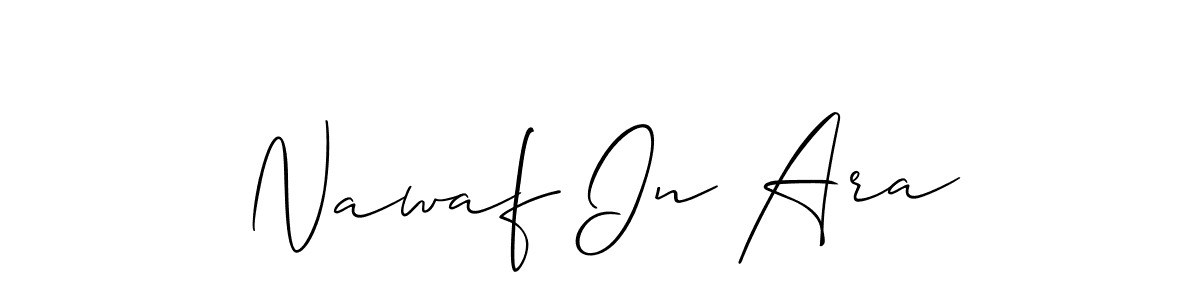 The best way (Allison_Script) to make a short signature is to pick only two or three words in your name. The name Nawaf In Ara include a total of six letters. For converting this name. Nawaf In Ara signature style 2 images and pictures png