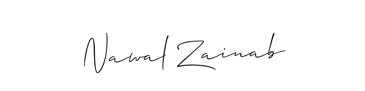 Create a beautiful signature design for name Nawal Zainab. With this signature (Allison_Script) fonts, you can make a handwritten signature for free. Nawal Zainab signature style 2 images and pictures png