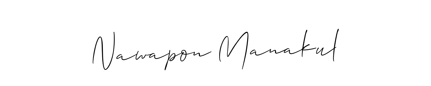 Use a signature maker to create a handwritten signature online. With this signature software, you can design (Allison_Script) your own signature for name Nawapon Manakul. Nawapon Manakul signature style 2 images and pictures png