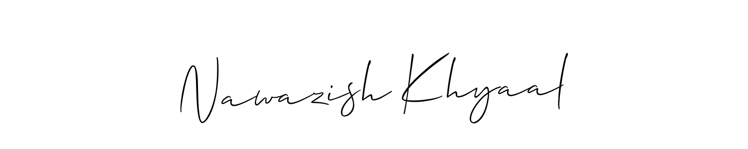 if you are searching for the best signature style for your name Nawazish Khyaal. so please give up your signature search. here we have designed multiple signature styles  using Allison_Script. Nawazish Khyaal signature style 2 images and pictures png