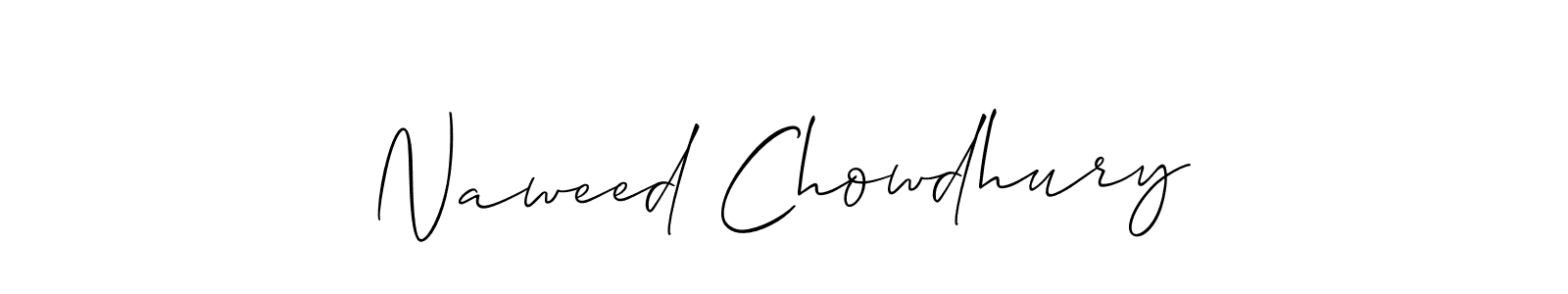 Use a signature maker to create a handwritten signature online. With this signature software, you can design (Allison_Script) your own signature for name Naweed Chowdhury. Naweed Chowdhury signature style 2 images and pictures png