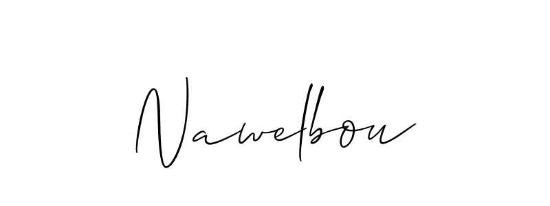 Use a signature maker to create a handwritten signature online. With this signature software, you can design (Allison_Script) your own signature for name Nawelbou. Nawelbou signature style 2 images and pictures png