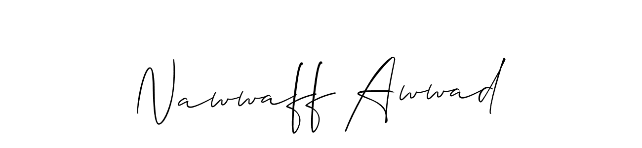 The best way (Allison_Script) to make a short signature is to pick only two or three words in your name. The name Nawwaff Awwad include a total of six letters. For converting this name. Nawwaff Awwad signature style 2 images and pictures png