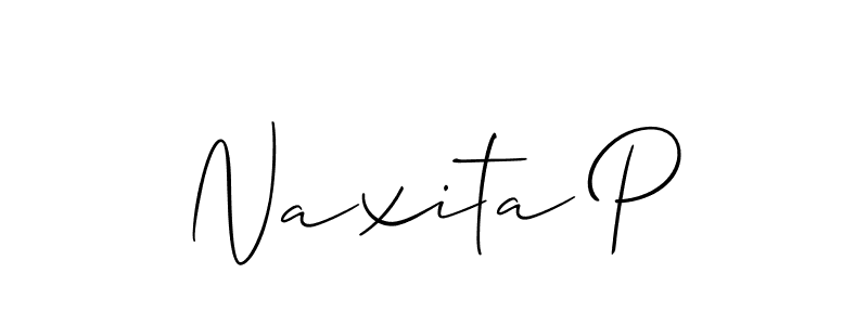 How to make Naxita P name signature. Use Allison_Script style for creating short signs online. This is the latest handwritten sign. Naxita P signature style 2 images and pictures png