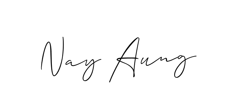 Also You can easily find your signature by using the search form. We will create Nay Aung name handwritten signature images for you free of cost using Allison_Script sign style. Nay Aung signature style 2 images and pictures png