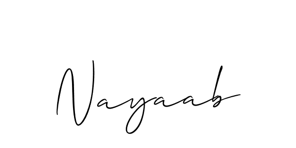 Also we have Nayaab name is the best signature style. Create professional handwritten signature collection using Allison_Script autograph style. Nayaab signature style 2 images and pictures png