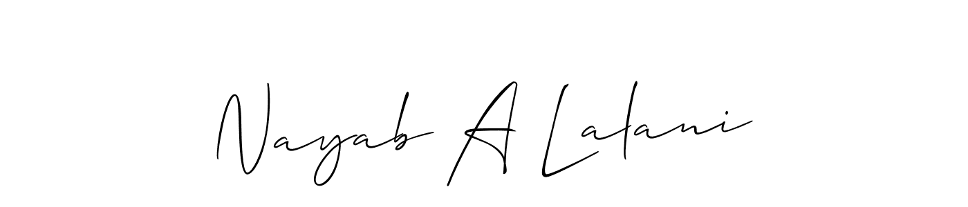 Check out images of Autograph of Nayab A Lalani name. Actor Nayab A Lalani Signature Style. Allison_Script is a professional sign style online. Nayab A Lalani signature style 2 images and pictures png