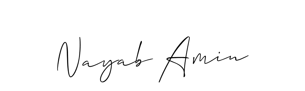 Also You can easily find your signature by using the search form. We will create Nayab Amin name handwritten signature images for you free of cost using Allison_Script sign style. Nayab Amin signature style 2 images and pictures png