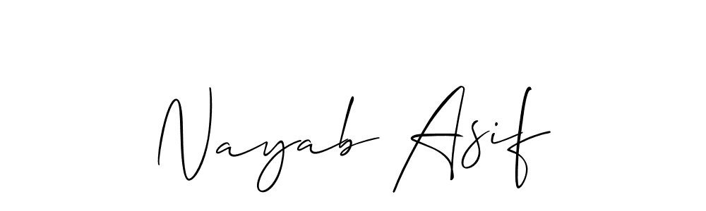 The best way (Allison_Script) to make a short signature is to pick only two or three words in your name. The name Nayab Asif include a total of six letters. For converting this name. Nayab Asif signature style 2 images and pictures png