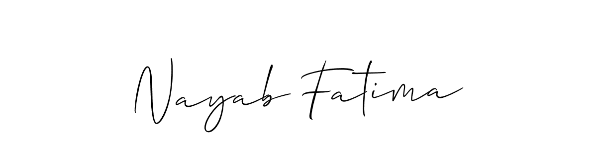 Use a signature maker to create a handwritten signature online. With this signature software, you can design (Allison_Script) your own signature for name Nayab Fatima. Nayab Fatima signature style 2 images and pictures png
