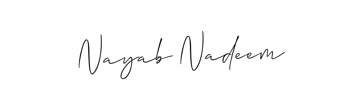 How to make Nayab Nadeem name signature. Use Allison_Script style for creating short signs online. This is the latest handwritten sign. Nayab Nadeem signature style 2 images and pictures png