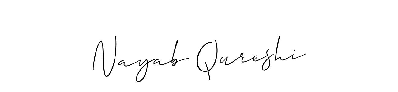 The best way (Allison_Script) to make a short signature is to pick only two or three words in your name. The name Nayab Qureshi include a total of six letters. For converting this name. Nayab Qureshi signature style 2 images and pictures png