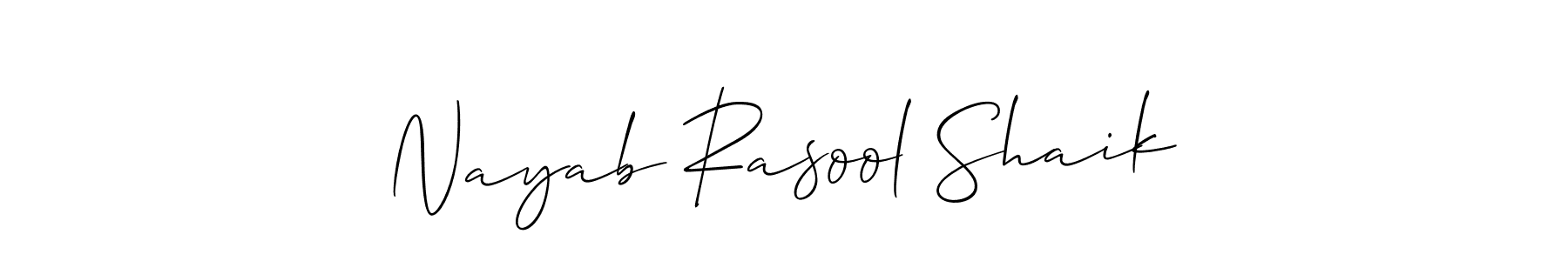 This is the best signature style for the Nayab Rasool Shaik name. Also you like these signature font (Allison_Script). Mix name signature. Nayab Rasool Shaik signature style 2 images and pictures png