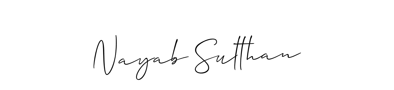 Make a beautiful signature design for name Nayab Sulthan. With this signature (Allison_Script) style, you can create a handwritten signature for free. Nayab Sulthan signature style 2 images and pictures png