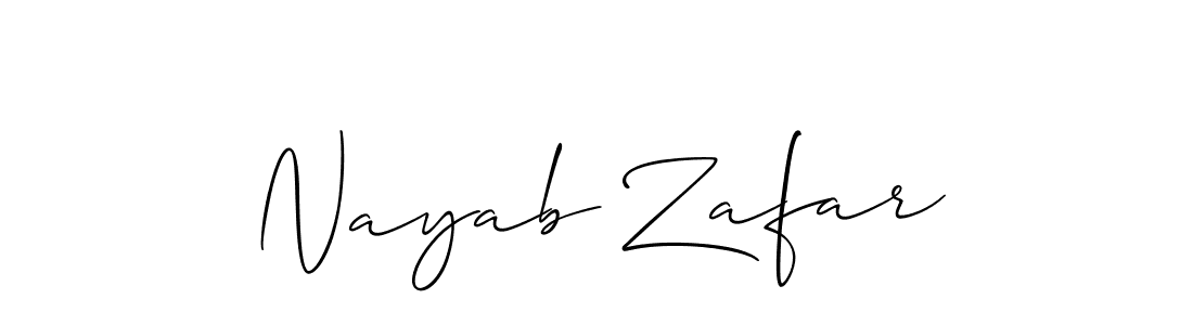 The best way (Allison_Script) to make a short signature is to pick only two or three words in your name. The name Nayab Zafar include a total of six letters. For converting this name. Nayab Zafar signature style 2 images and pictures png