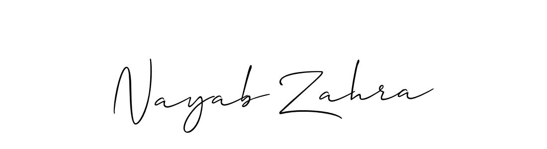 The best way (Allison_Script) to make a short signature is to pick only two or three words in your name. The name Nayab Zahra include a total of six letters. For converting this name. Nayab Zahra signature style 2 images and pictures png