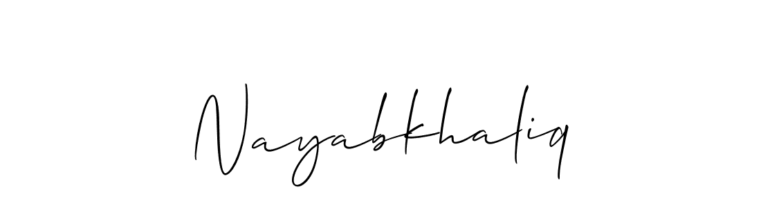 It looks lik you need a new signature style for name Nayabkhaliq. Design unique handwritten (Allison_Script) signature with our free signature maker in just a few clicks. Nayabkhaliq signature style 2 images and pictures png