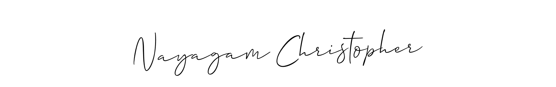 How to make Nayagam Christopher signature? Allison_Script is a professional autograph style. Create handwritten signature for Nayagam Christopher name. Nayagam Christopher signature style 2 images and pictures png