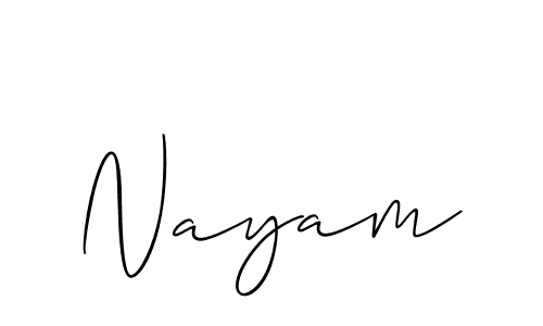 Create a beautiful signature design for name Nayam. With this signature (Allison_Script) fonts, you can make a handwritten signature for free. Nayam signature style 2 images and pictures png