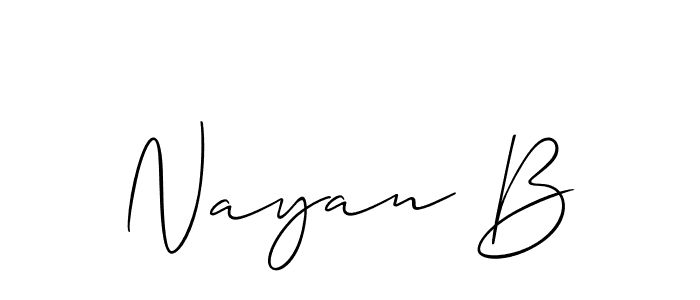 How to make Nayan B signature? Allison_Script is a professional autograph style. Create handwritten signature for Nayan B name. Nayan B signature style 2 images and pictures png