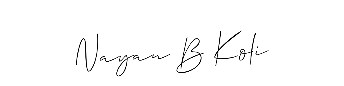 Use a signature maker to create a handwritten signature online. With this signature software, you can design (Allison_Script) your own signature for name Nayan B Koli. Nayan B Koli signature style 2 images and pictures png