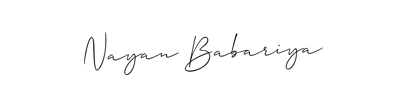 How to make Nayan Babariya name signature. Use Allison_Script style for creating short signs online. This is the latest handwritten sign. Nayan Babariya signature style 2 images and pictures png