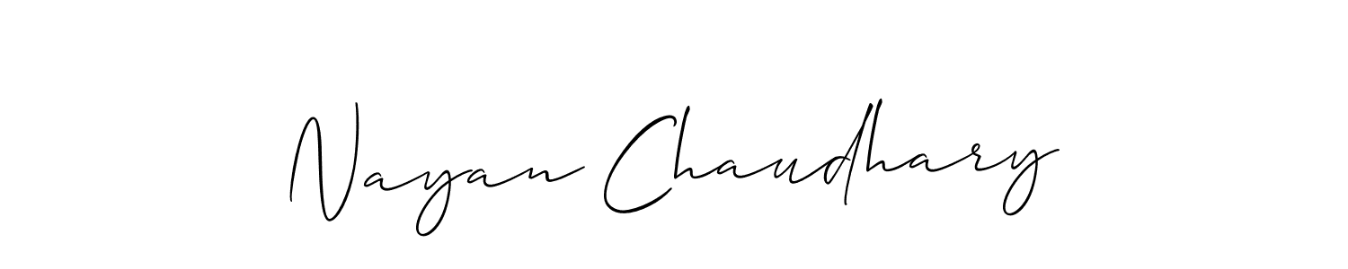 Use a signature maker to create a handwritten signature online. With this signature software, you can design (Allison_Script) your own signature for name Nayan Chaudhary. Nayan Chaudhary signature style 2 images and pictures png